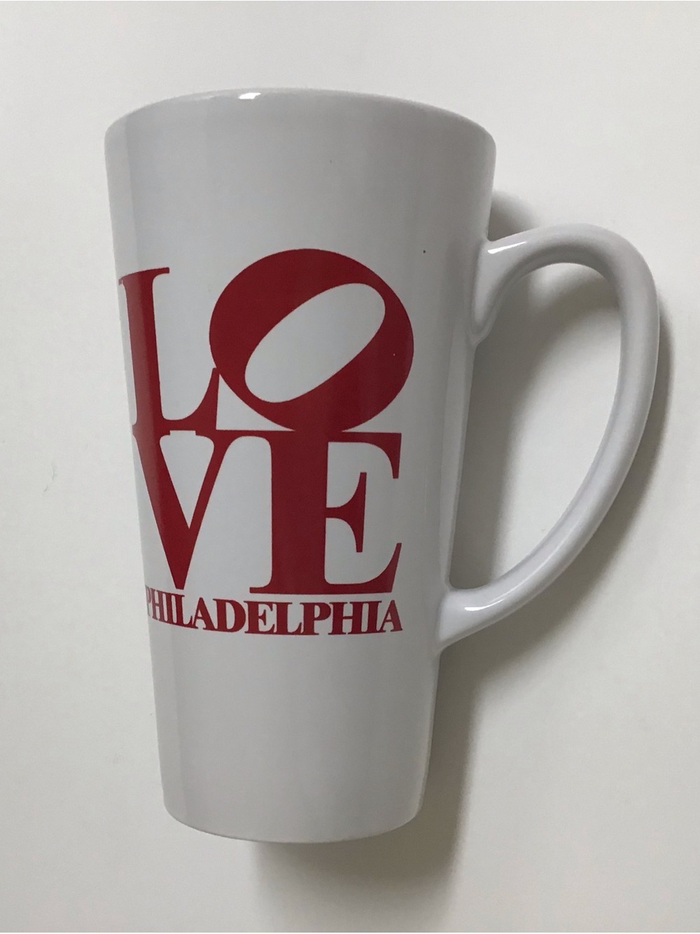 LOVE Philadelphia Coffee Mug Red Letters Classic Big TALL Tea Cup PA Vintage NEW